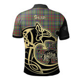 Shaw Green Modern Tartan Polo Shirt Viking Wolf